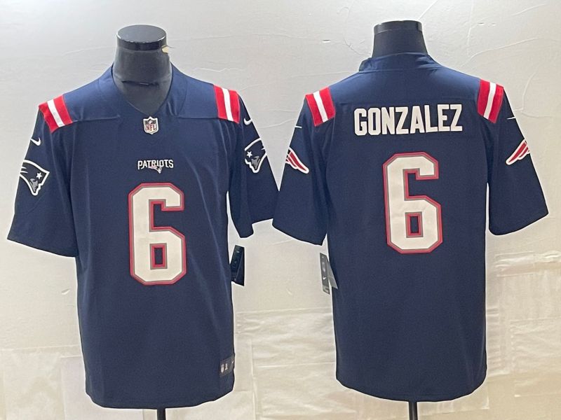 Men New England Patriots #6 Gonzalez Blue 2023 Nike Vapor Limited NFL Jersey->arizona diamondback->MLB Jersey